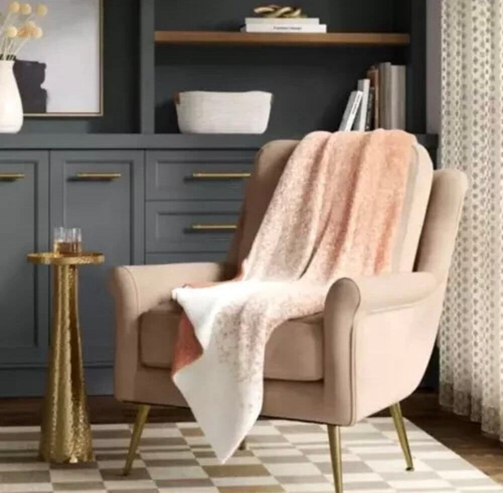Threshold Reversible Ombre Cozy Feathery-Knit Throw Blanket Blush Pink Cream